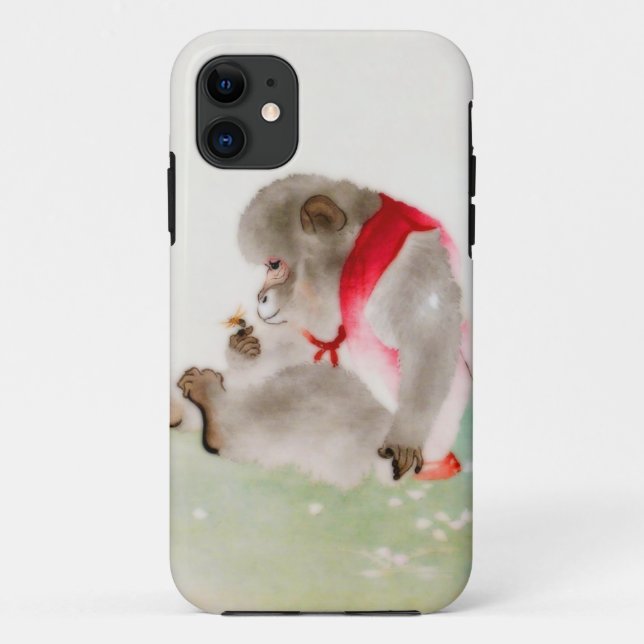 Capa Para iPhone 11 Um Macaco Sentado Observando Um Inseto (Verso)