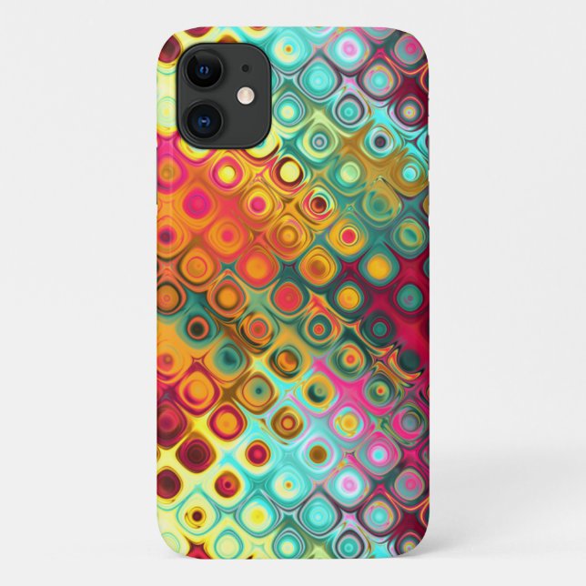 Capa Para iPhone 11 Um padrão Abstrato de pontos do arco-íris líquido  (Verso)