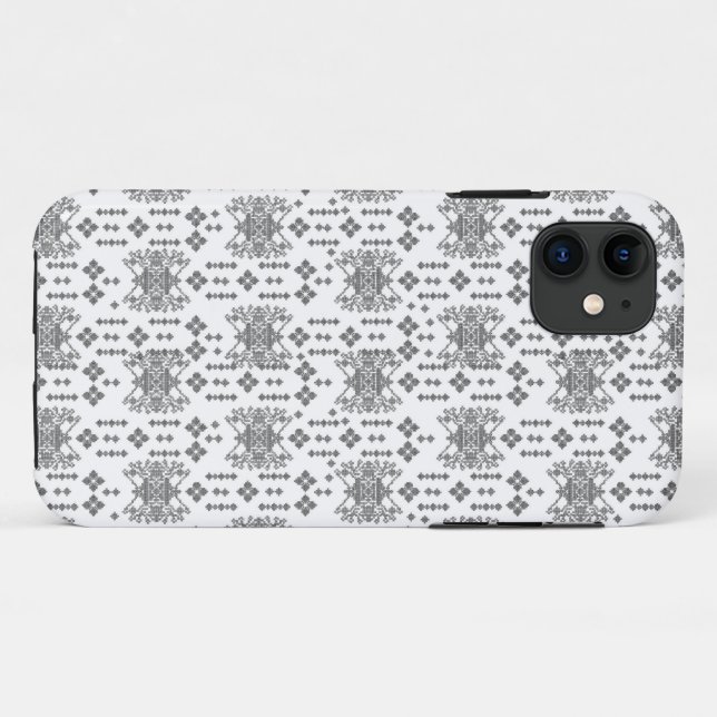 Capa Para iPhone 11 um padrão preto e branco com fundo branco (Verso (horizontal))