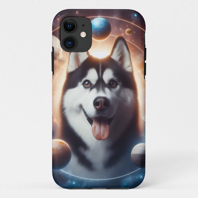Capa Para iPhone 11 Um PET no espaço (Verso)