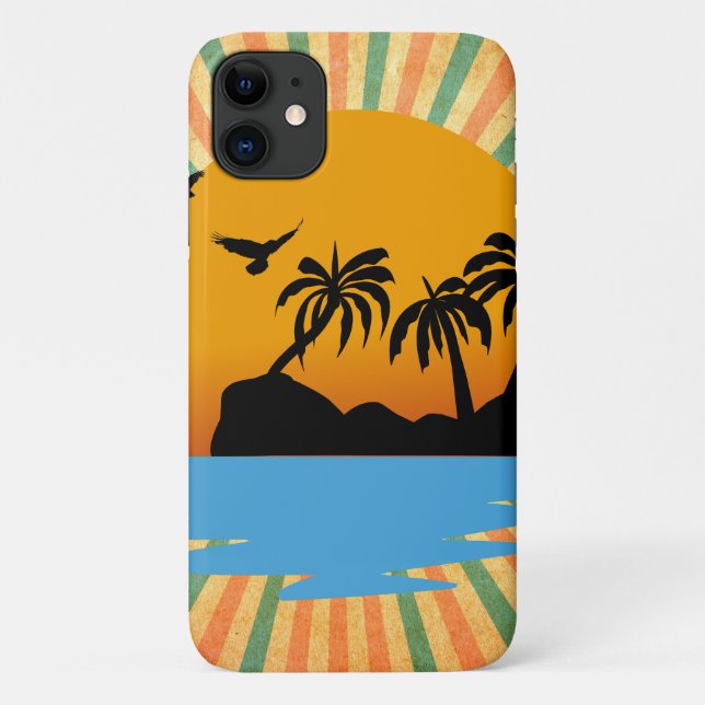 Capa Para iPhone 11 Um retrato sunset com cocunute (Verso)