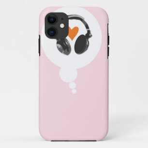 Capa Para iPhone 11 Uma bolha do pensamento com um coração e os fones