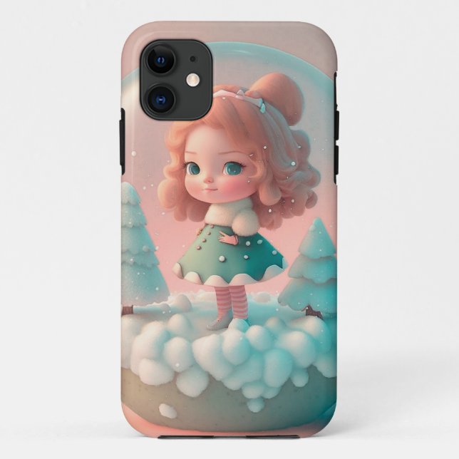 Capa Para iPhone 11 Uma boneca engraçada numa nuvem (Verso)