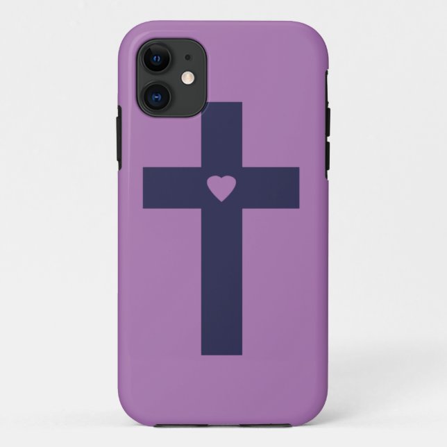 Capa Para iPhone 11 Uma cruz com coração (Verso)