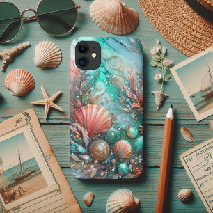 Capa Para iPhone 11 Underwater Fantasy Coral Glitter Seashells
