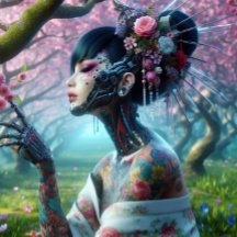Une geisha au jardin de printemps