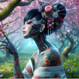 Capa Para iPhone 11 Une geisha au jardin de printemps