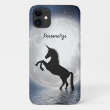 Unicorn Silhuette Full Moon on Ocean Personalize