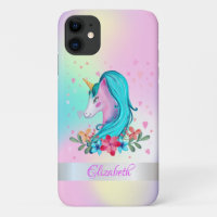 Unicórnio Aquarela,Flores,Corações,Holográfico