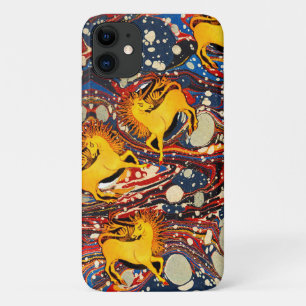 Capa Para iPhone 11 UNICORNS ouro, EFEITOS MARCADOS AZUIS VERMELHOS, C