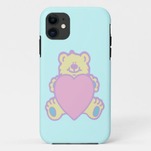 Capa Para iPhone 11 Ursa de pelúcia fofa coração de amor