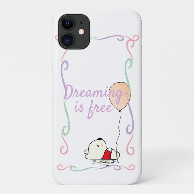 Capa Para iPhone 11 Urso de Sonhos Livre com Balões (Verso)