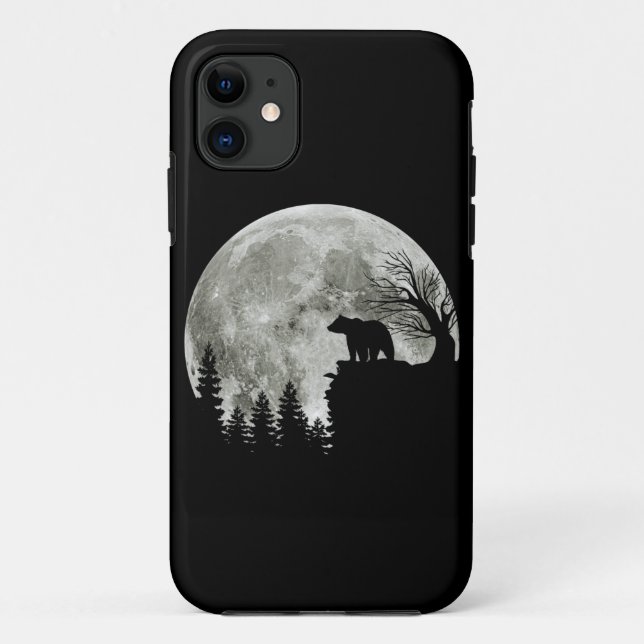 Capa Para iPhone 11 Urso Em Montanha Espantada Lua De Halloween (Verso)