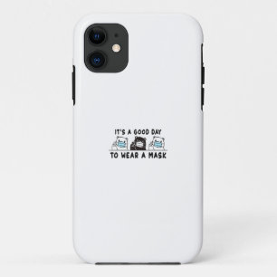 Capa Para iPhone 11 Urso Negro Polar Vestindo Máscara Engraçado