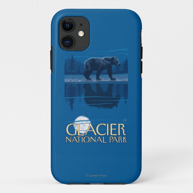 Capa Para iPhone 11 Urso no luar - parque nacional de geleira, TA (Verso)
