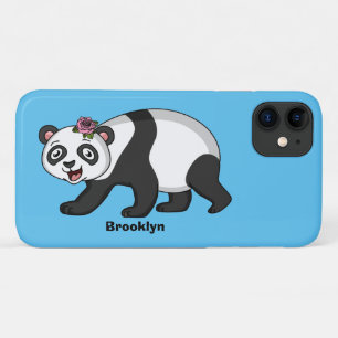 Capa Para iPhone 11 Urso panda bonito e feliz com desenho animado