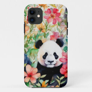 Capa Para iPhone 11 Urso Panda de Aquarela