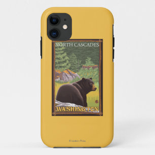 Capa Para iPhone 11 Urso preto na floresta - cascatas nortes,