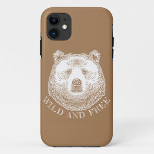 Capa Para iPhone 11 Urso, Selvagem E Gratuita, Ilustração Desenhada À 