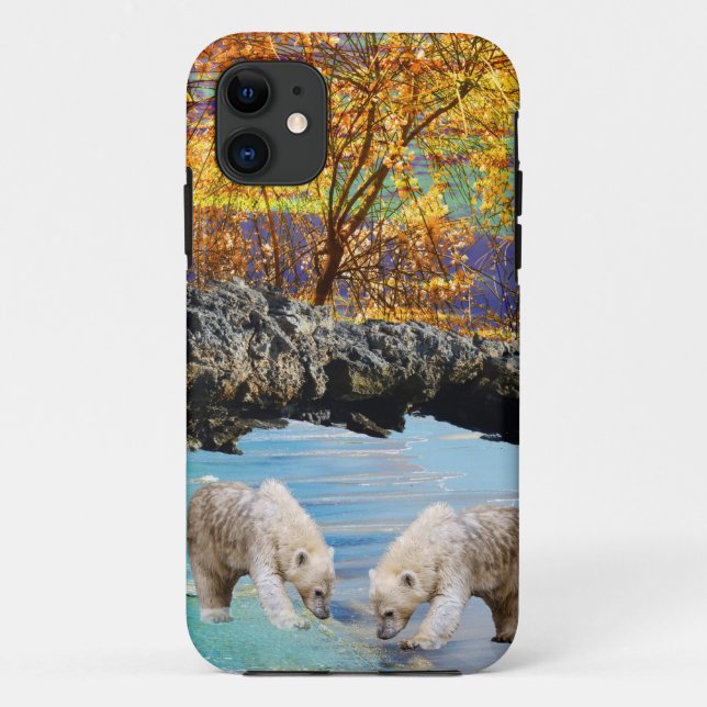Capa Para iPhone 11 Ursos Polares Curiosos, (Verso)