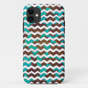 Capa Para iPhone 11 Vaca Brown de Chevron e impressão da cerceta