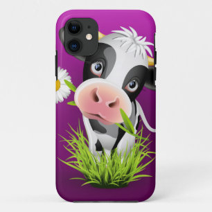 Capa Para iPhone 11 Vaca de raça pura de erva sobre roxo
