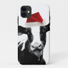 Capa Para iPhone 11 Vaca engraçada do papai noel do Natal