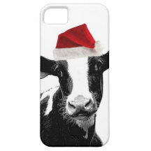 Vaca engraçada do papai noel do Natal
