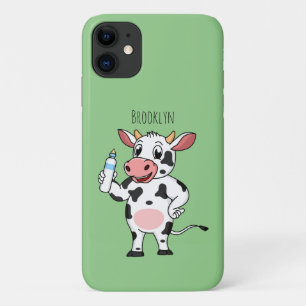 Capa Para iPhone 11 Vaca feliz com cartum de mamadeira