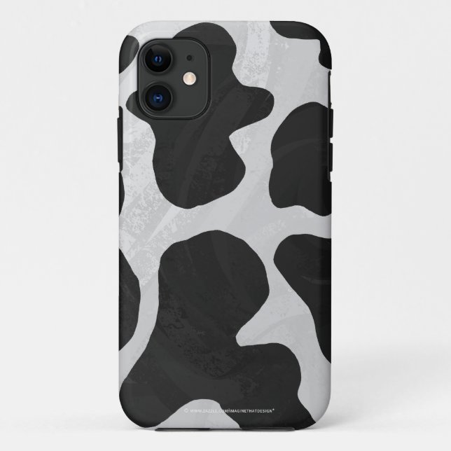 Capa Para iPhone 11 Vaca Preto e Branco Impresso (Verso)