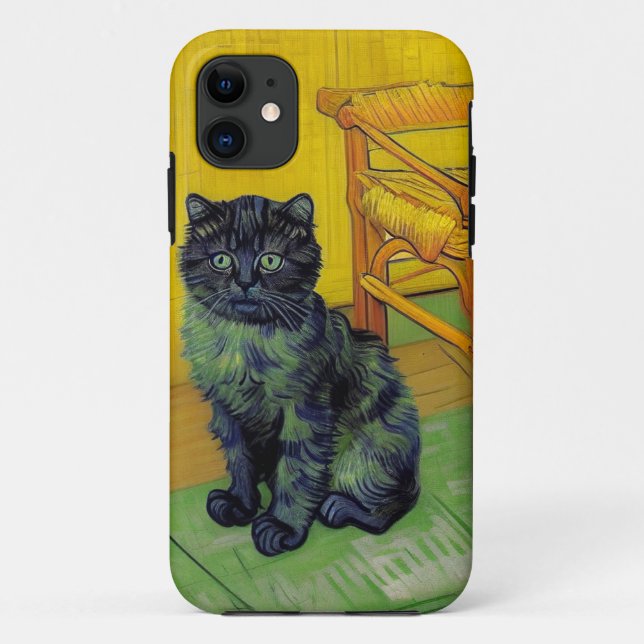 Capa Para iPhone 11 Van Gogh Black Cat (Verso)