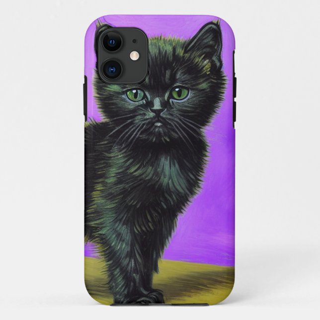 Capa Para iPhone 11 Van Gogh Style Cat (Verso)