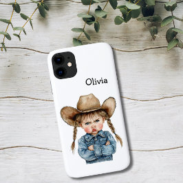 Capa Para iPhone 11 Vaqueira Mal-Humorada Personalizada em Jaqueta de