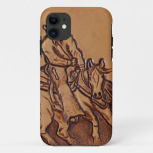 Capa Para iPhone 11 Vaqueiro de couro ocidental do rodeio da equitaç