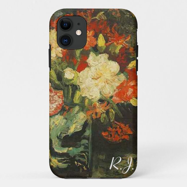 Capa Para iPhone 11 Vase com cravos,Vincent van Gogh (Verso)