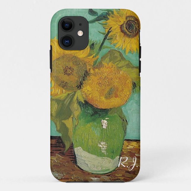 Capa Para iPhone 11 Vase com três girassóis, Vincent van Gogh (Verso)
