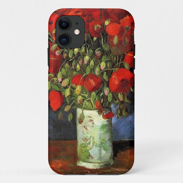 Capa Para iPhone 11 Vaso com Papoulas Vermelhas Vincent van Gogh (Verso)