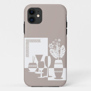 Capa Para iPhone 11 Vaso de pintura com flores e vidros de vinho