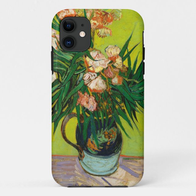 Capa Para iPhone 11 Vaso de Vincent Van Gogh com Oleandros e Livros (Verso)