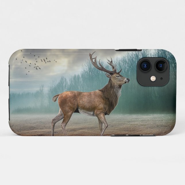Capa Para iPhone 11 Veado Solitário Na Floresta Mistura (Verso (horizontal))