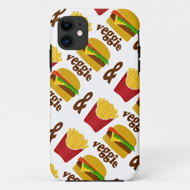 Capa Para iPhone 11 Veggie Burger e Fries (Verso)
