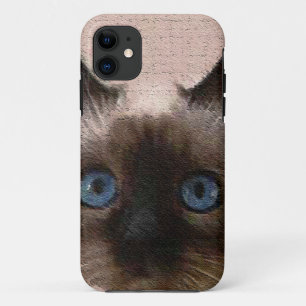 Capa Para iPhone 11 velho do crackle do gato siamese envelhecido