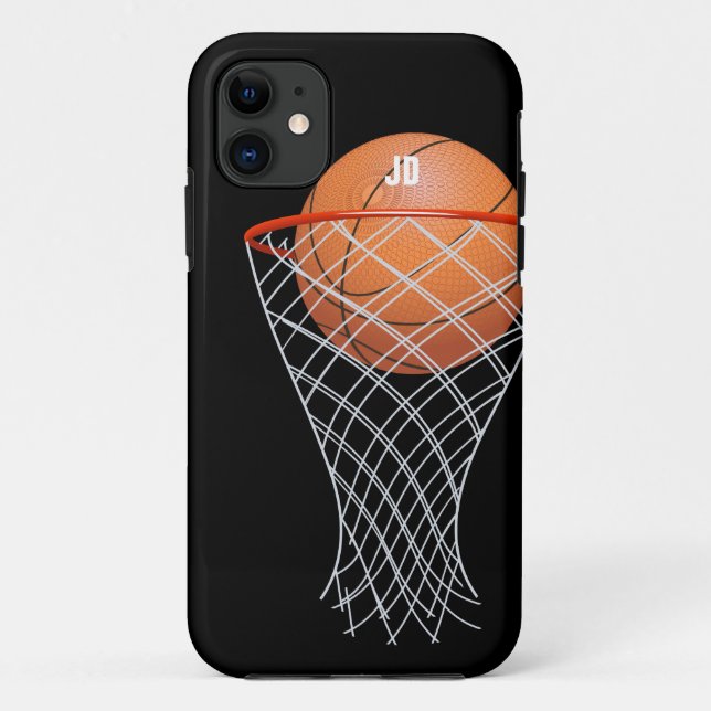 Capa Para iPhone 11 Vencedor do basquetebol do monograma | (Verso)