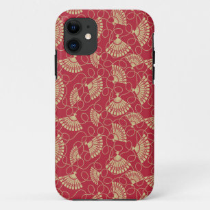 Capa Para iPhone 11 Ventiladores Dourados japoneses em vermelho