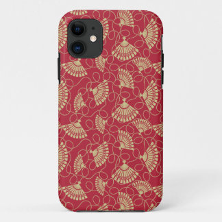 Capa Para iPhone 11 Ventiladores Dourados japoneses em vermelho