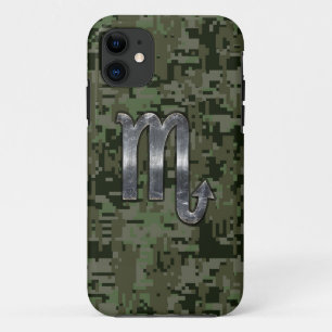 Capa Para iPhone 11 Verde azeitona Digital Camo do símbolo do zodíac