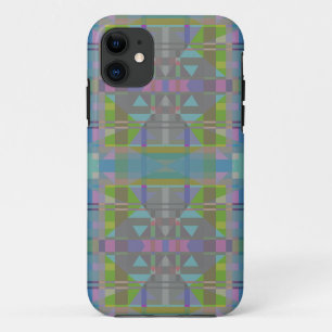 Capa Para iPhone 11 Verde Azul Roxo Geométrico