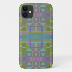Capa Para iPhone 11 Verde Azul Roxo Geométrico