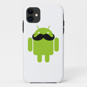Capa Para iPhone 11 Verde limão Android Robot Mustache