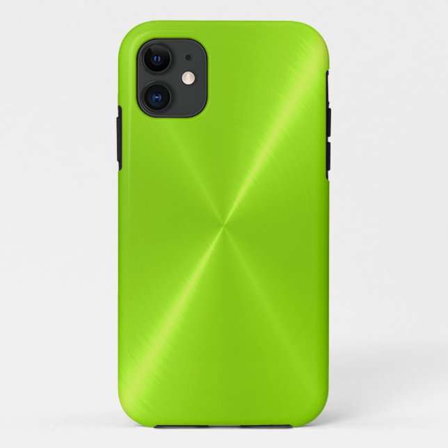 Capa Para iPhone 11 verde limão brilhante Stainless Steel Metal (Verso)